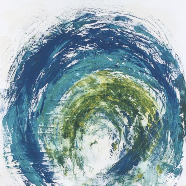 Blue Vortex, mixed watermedia on canvas, 36"H x 36"W - SOLD