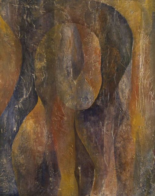 Primal: Figures, mixed water media, 30"H x 23"W