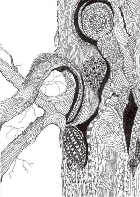 Tree Bark II, fine pen art