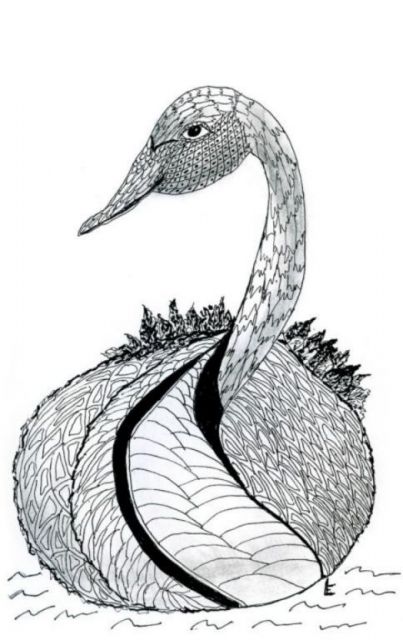 Swan, fine pen art